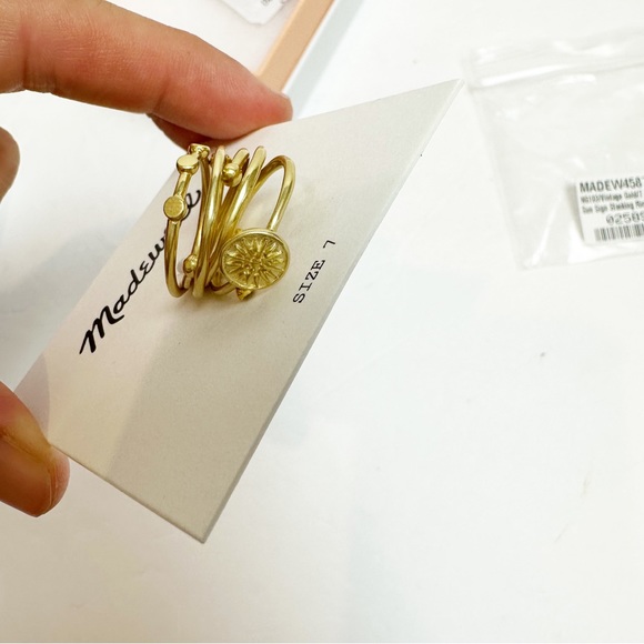 Madewell | Gold Tone Five-Piece Solar Stacking Ring Set - Picture 3 of 5